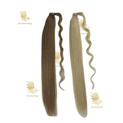 Personnalisation Salon de stock Brésilien Double dessiné Remy Human Hair Ponytail Extensions