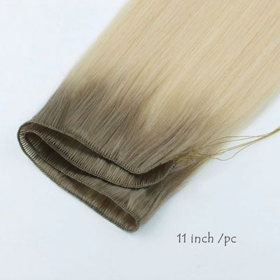 Cuticule brésilienne de 24 pouces Rémy alignée Cheveux droits Liés à la main Extensions de trame Mince doux