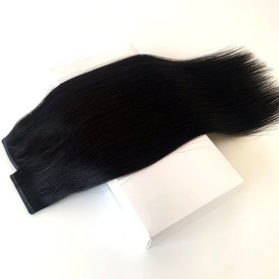 Coiffure de cheveux Rémy Cheveux européens PU Tissus de peau Extensions de cheveux humains Double dessiné PW-24268