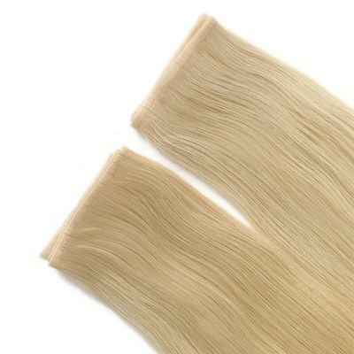 Double dessiné couleur blonde peau PU tissu plat Extension de cheveux humains pour le style droit