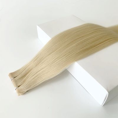 Double dessiné couleur blonde peau PU tissu plat Extension de cheveux humains pour le style droit