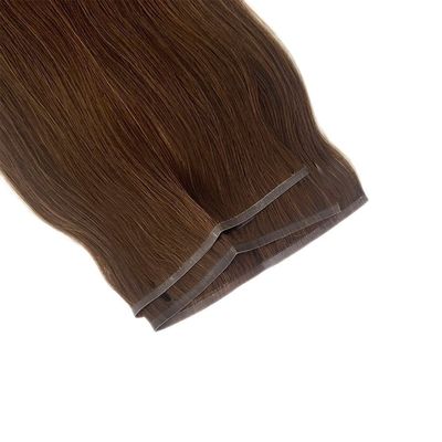 Extrait de cheveux indiens rémy à double dessin de couleur muti avec tissage en PU de peau sans couture.