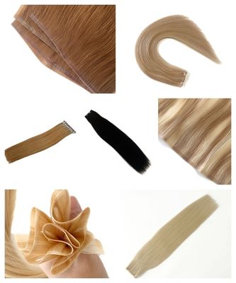 Coiffure de peau en PU en forme de poil humain, en mini-tissé à la main, pour les cheveux de salon