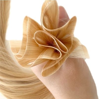 Coiffure de peau en PU en forme de poil humain, en mini-tissé à la main, pour les cheveux de salon