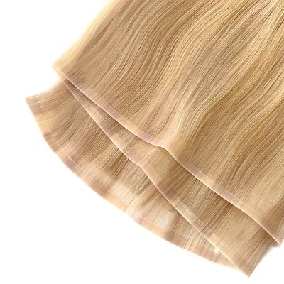 Paiement complet Double tracé à bande plate russe Remy Cheveux humains Peau PU Plâtre de cheveux extensions