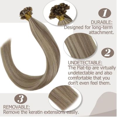 Chératine italienne Remy Double dessiné U-Tip Flat-Tip I-Tip Extension de cheveux Styling droit