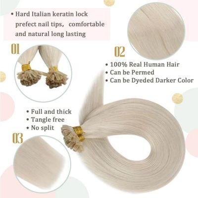 UT-23502 Muti-Color U/Nail Tip Extensions de cheveux humains sans enchevêtrement sans éclaboussure 1g/fil