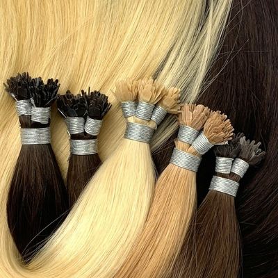 Extensions de cheveux humains pré-liées en U/I/Y à double traction avec kératine à pointe plate