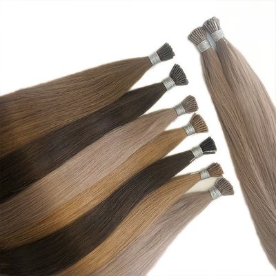 Micro-anneaux de 18 pouces Rémy Cuticule aligné Cheveux humains Pré-liés U I Nano-extensions de pointe plat