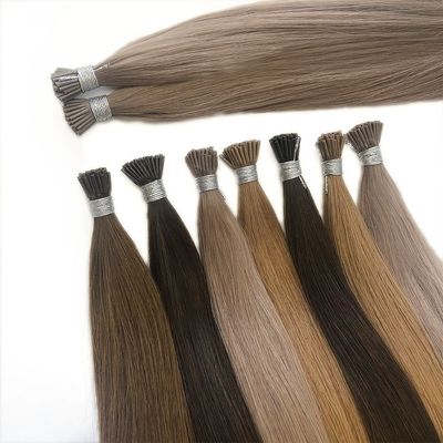 Anneaux X Pré-liés Muti-Color Cheveux humains russes Micro-Anneau I-Tip Extensions de cheveux Durables