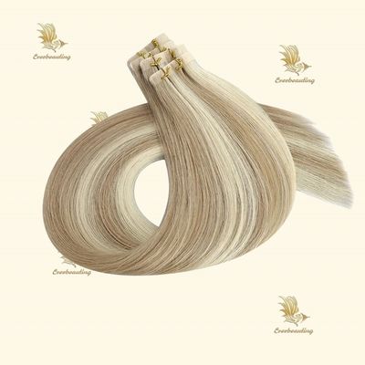 Cheveux humains en bande Invisi Extensions de cheveux en double dessinées en couleurs surlignées de Russie
