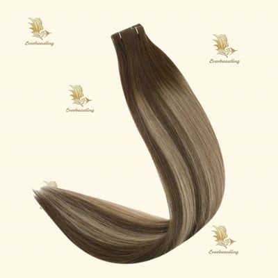 Cheveux humains en bande Invisi Extensions de cheveux en double dessinées en couleurs surlignées de Russie
