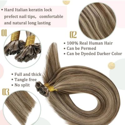 Everbeauting Top Grade Blonde Pré-Lié Extensions de cheveux à la kératine U/Coups de l'ongle Cheveux Remy
