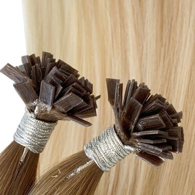 Extensions de cheveux en kératine à pointe plate à double dessin pré-lié Cuticule de couleur blonde alignée