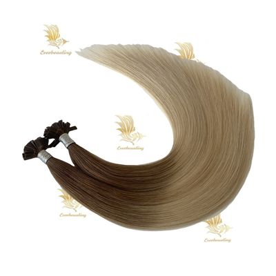 Extensions de cheveux en kératine à pointe plate à double dessin pré-lié Cuticule de couleur blonde alignée