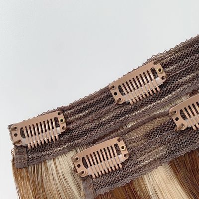 100% brésilien Remy Clip en extension de cheveux Styling droit Blonde russe cheveux humains vierges