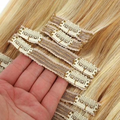 Cheveux supérieurs 20 pouces Couleur claire Remy Clip Ins Cheveux humains Extensions fournisseur Dyeable