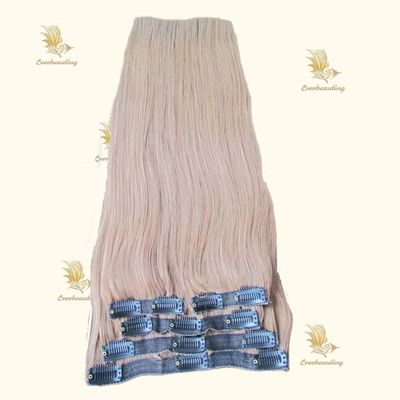 Clip dans l' extension de cheveux 100% russe humain Remy Clip Ins cheveux personnalisé Demande