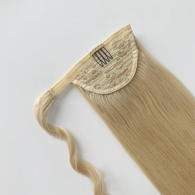 Personnalisé Double dessiné Droite Blonde Cuticule vierge alignée Cheveux humains Ponytail