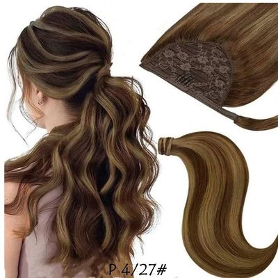 Coupe de cheveux à l'allure de la cuticule Extensions de cheveux Muti Couleur vierge brute Cheveux humains en gros queue de cheval