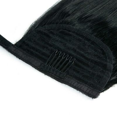 Coupe de cheveux brésilienne de queue de cheval Extensions de style droit Enveloppe autour de cheveux humains Queue de cheval US
