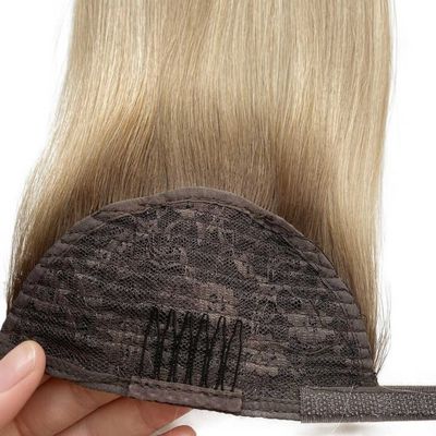 Clip de cheveux humains dans les extensions de queue de cheval sans perte Longue enveloppe droite autour