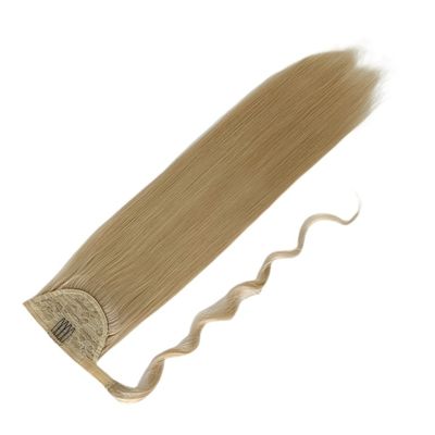 US personnalisé Cheveux humains queue de cheval Longue pièce de cheveux droits avec enveloppe autour du design