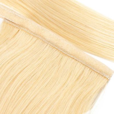 US personnalisé Cheveux humains queue de cheval Longue pièce de cheveux droits avec enveloppe autour du design