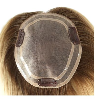 5.5X6 pouces à la main Double Mono Top Remy European Human Hair Toupee Topper PU autour du MT-S1