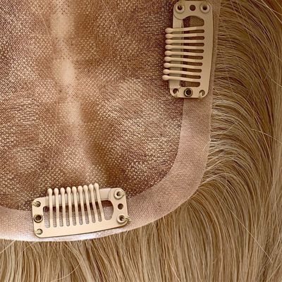 Coupe de cheveux humain européenne en PU à base mono 5.5X6 Toupe de cheveux blonds droits avec pinceau 16 &quot; pour femmes