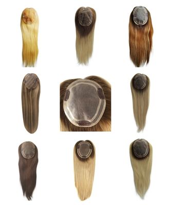 Système de cheveux Mono Toupee pour femmes Naturel Droite Chine Cuticule Remy Topper Cheveux